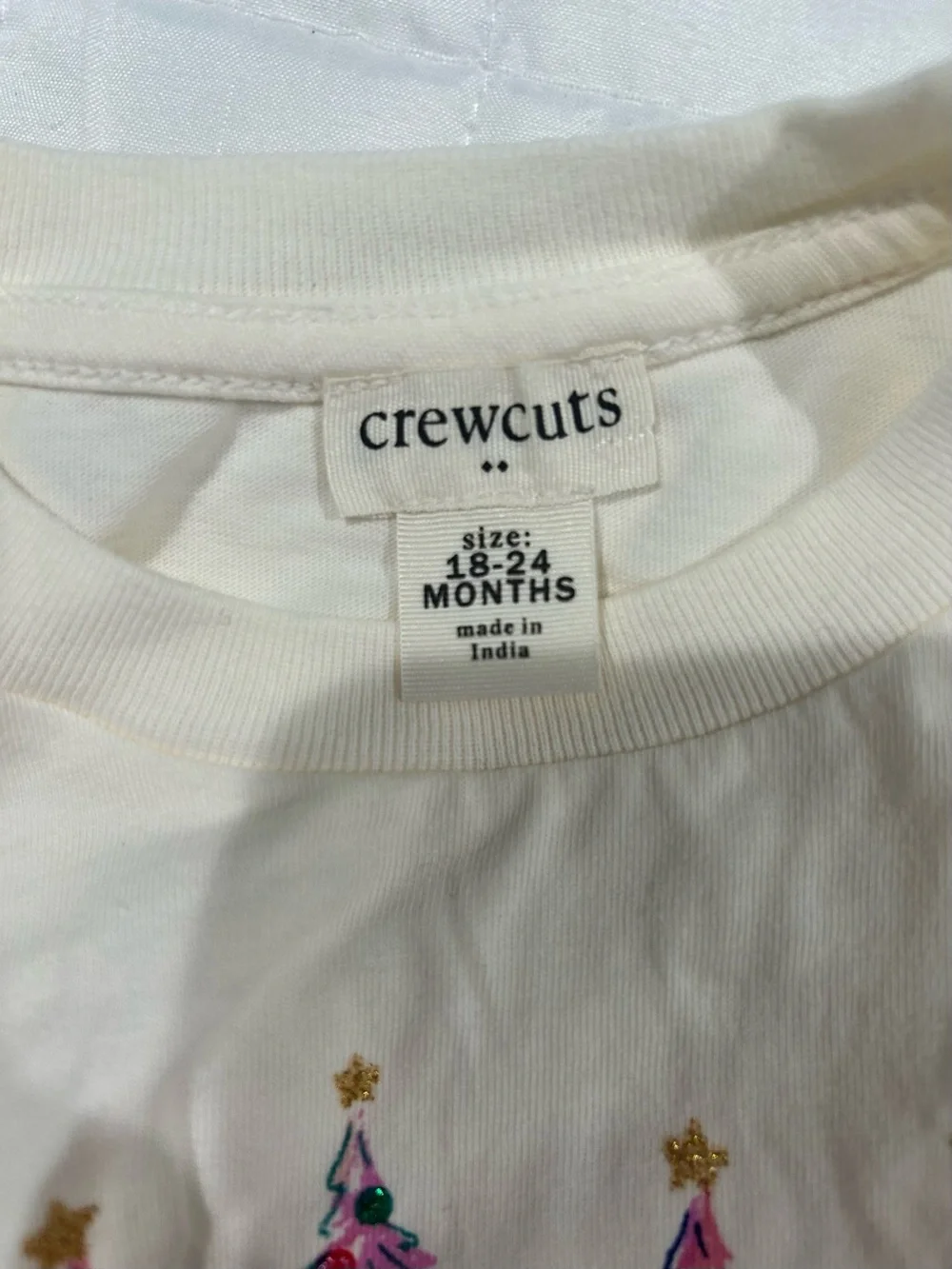 Crewcuts Girls Cream Top with Pink Tree Graphic & Pink Leggings